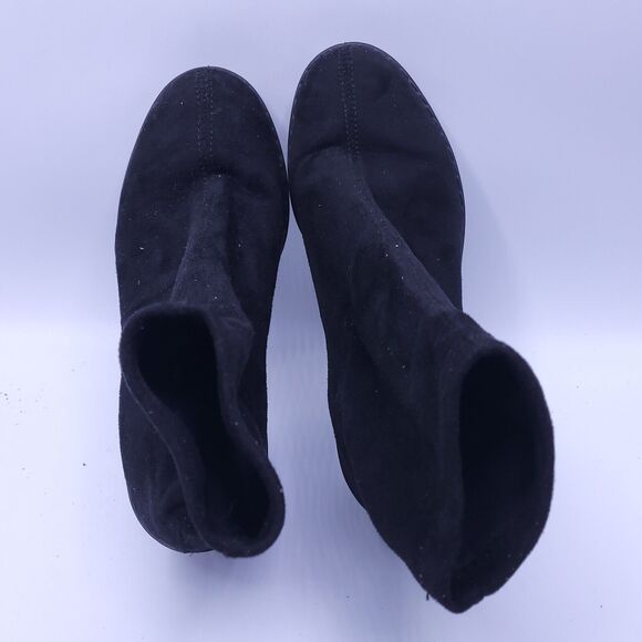 Asos Casual Suede Slip On Mid Rise Black Heel Boot Womens Size 7 37 Black - Picture 4 of 8